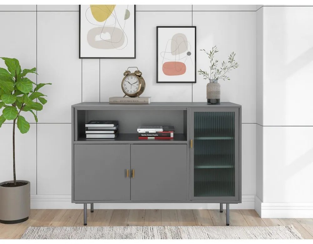 Vitrină gri din metal 104x80 cm Rosalie – Støraa