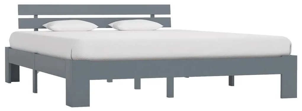 vidaXL Cadru de pat cu tăblie, gri, 160x200 cm, lemn masiv de pin