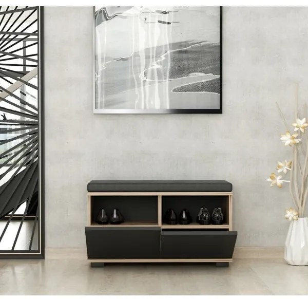 Pantofar DRAGO 42x80 cm negru/nuc