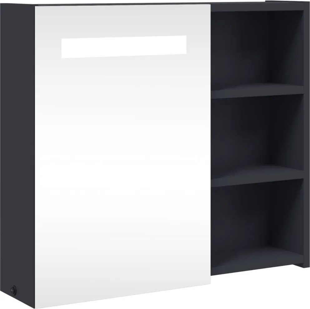 vidaXL Dulap cu oglindă de baie cu lumină LED, gri, 60x13x52 cm