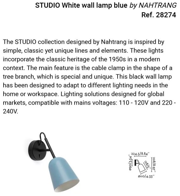 Aplica de perete design modern Studio albastru