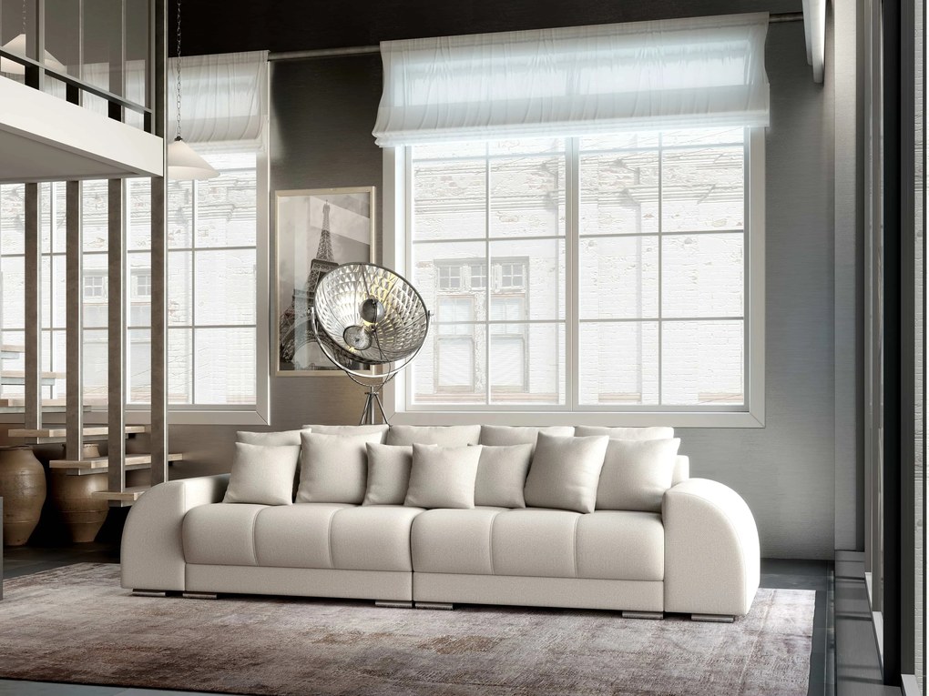 Canapea extensibilă dumonde cu 2 lăzi de depozitare si sezut confortabil din spuma high-density, Verona Enjoy Beige 310x100 cm