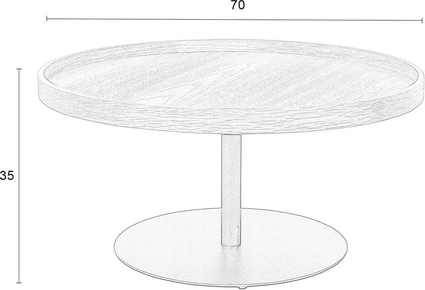 Măsuță de cafea neagră rotundă cu blat cu aspect de lemn de stejar ø 70 cm Yuri L – White Label