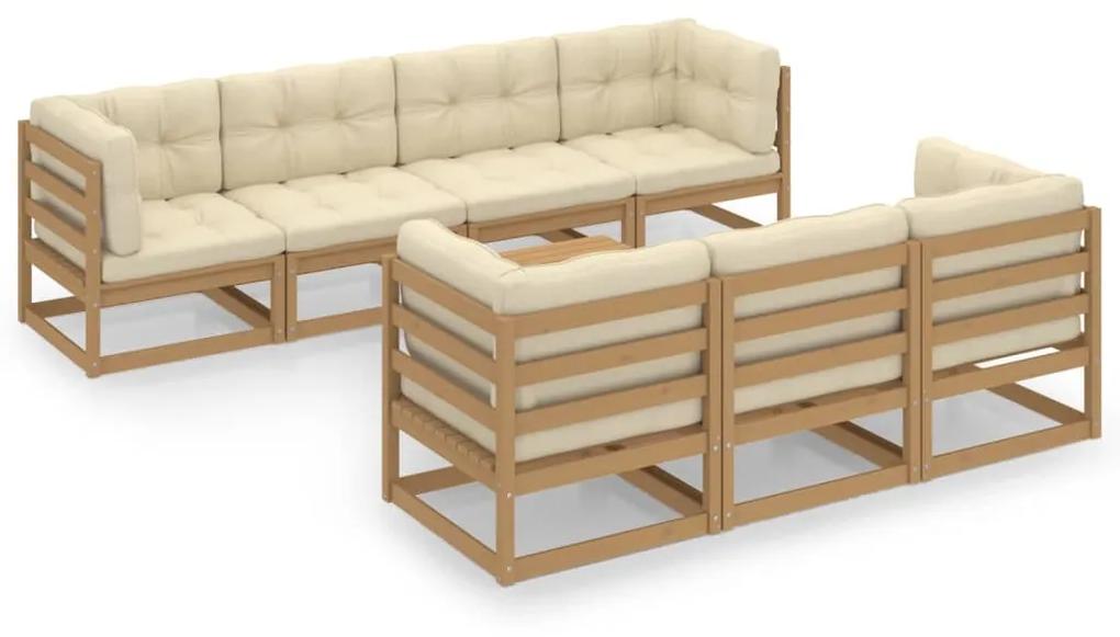 3076422 vidaXL Set mobilier de grădină cu perne, 8 piese, lemn masiv pin