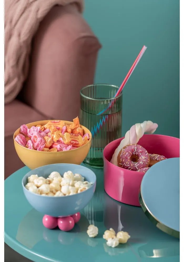 Cutie de depozitare roz din metal decorativă ø 16x6 cm Double Funky – PT LIVING