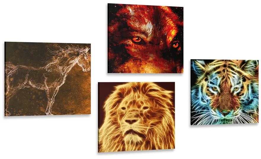 Set tablouri abstracție de animale misterioasă