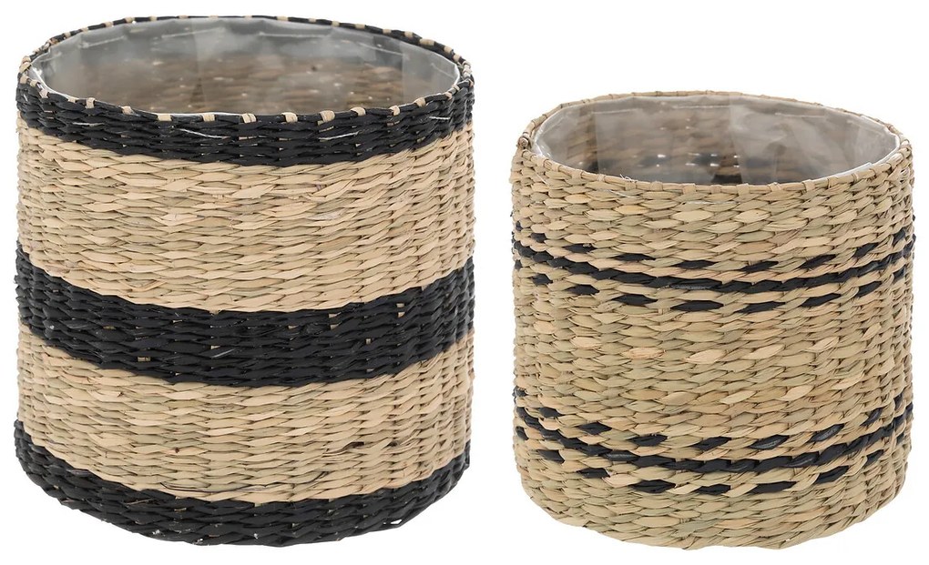 Set ghivece de flori din paie tesute, 2 buc.