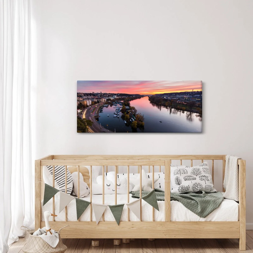 Tablou cu Praga nocturnă (120x50 cm)