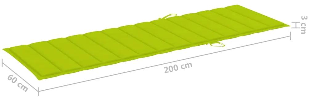 Sezlong de gradina cu perna, gri, lemn masiv de acacia 1, verde aprins, 200 x 63 x 85 cm