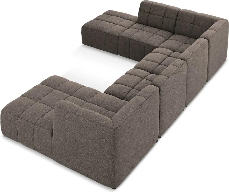 Colțar maro cu tapițerie din țesătură bouclé (în formă de "U") Aloha – Makamii