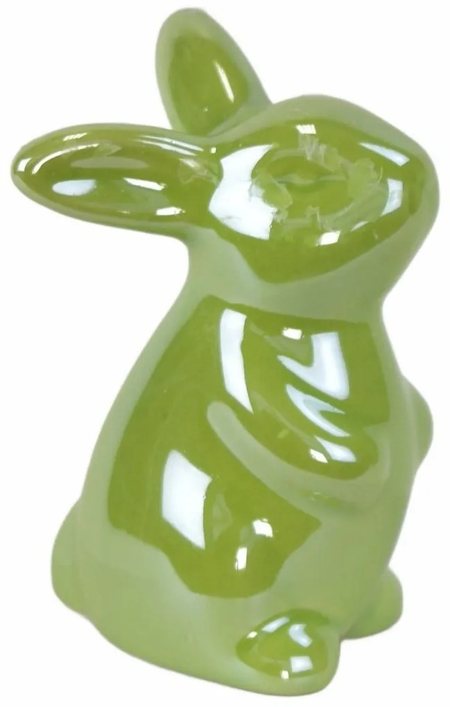 Iepuraș de Paște din ceramică Greeny verde, 8 cm