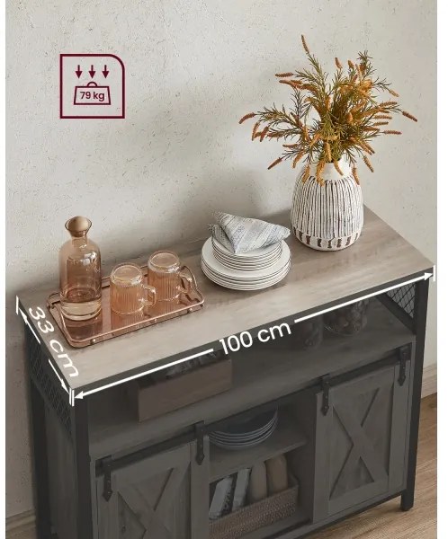 Comodă cu uși glisante FIRA taupe/negru