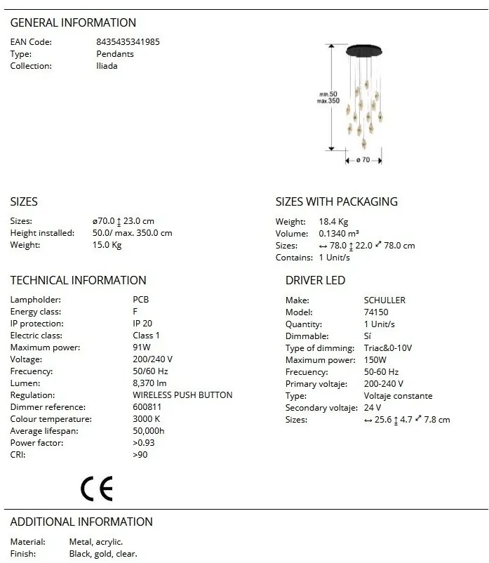 Lustra LED suspendata design elegant Iliada 13L