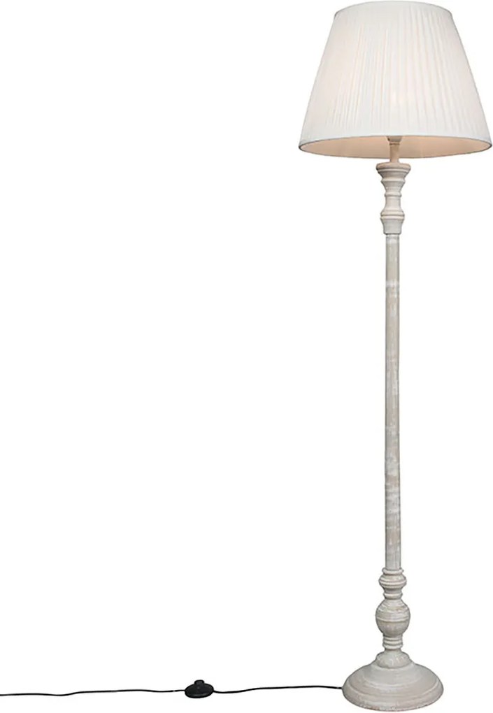 Lampă de podea inteligentă gri cu abajur plisat alb inclus Wifi A60 - Classico