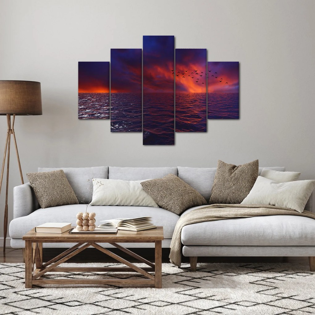 Tablou cu mare și păsări (150x105 cm)