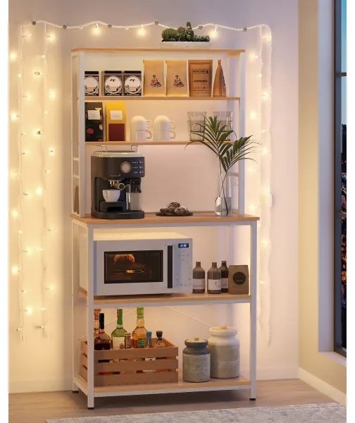 Raft cu polițe pentru bucătărie MARGE maro/alb