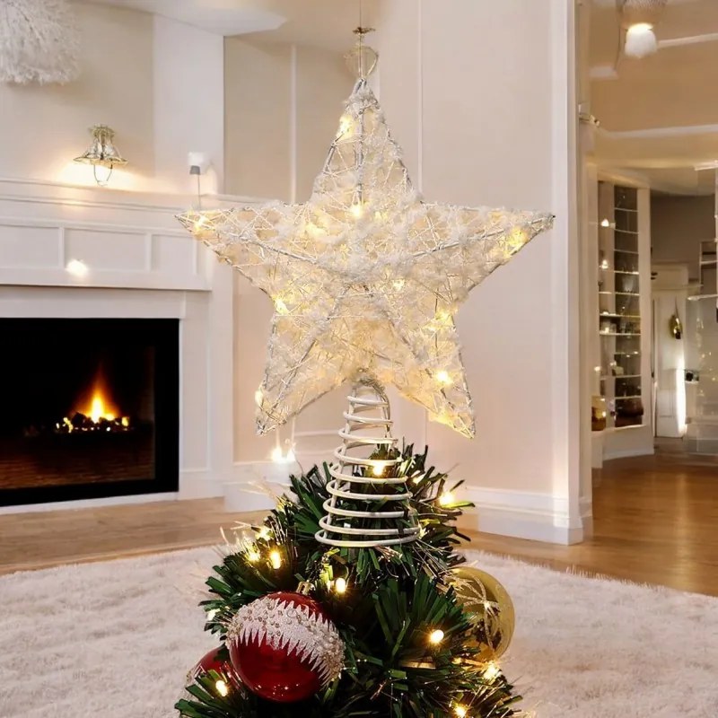 Stea luminoasa LED pentru pomul de Craciun WHITE STAR 25 cm, alba
