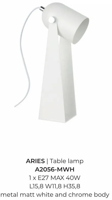 Veioza, Lampa de birou alba ARIES