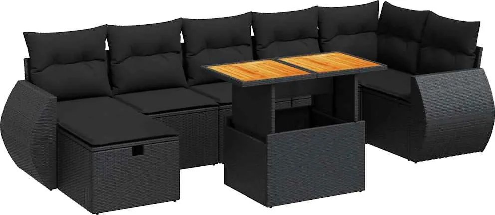 vidaXL Set mobilier de grădină cu perne, 5 piese,poliratan/lemn acacia