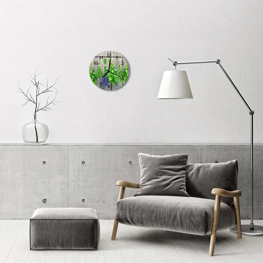 Ceas de perete din sticla rotund Ierburi Ierburi verde