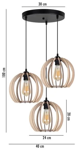 Lustră pe cablu DORO 3xE27/60W/230V