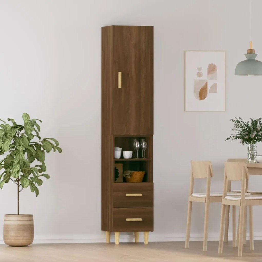 3115283 vidaXL Dulap înalt, stejar maro, 34,5x34x180 cm, lemn prelucrat