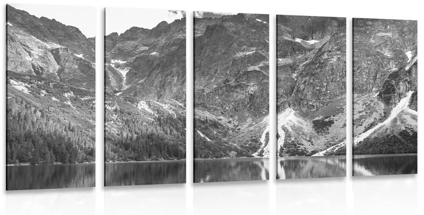 Tablou 5-piese ochi de Mare în Tatra în design alb-negru