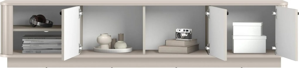 Comodă TV Vesper 3D 187 cm pe plintă - cashmir cu mânere negre
