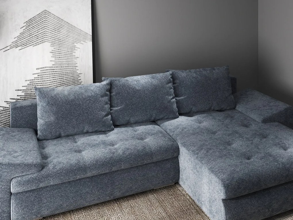 Colțar extensibil dumonde cu ladă de depozitare si sezut confortabil din spuma high-density, Leonardo Euphoria Grafit 260x185 cm II