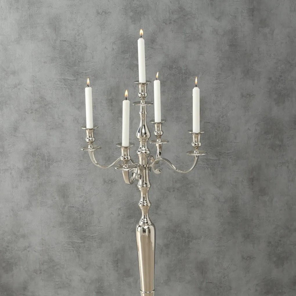 Sfesnic lumanari argintiu, din aluminiu, 105 cm, Victoria