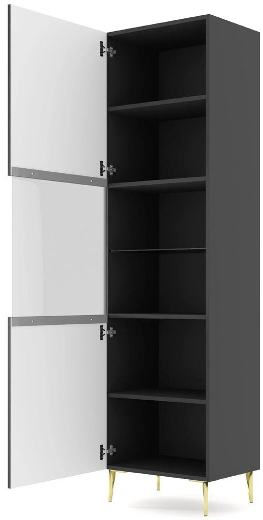 Vitrină C 1DS Rowanna (Negru lucios + Auriu). 1125060