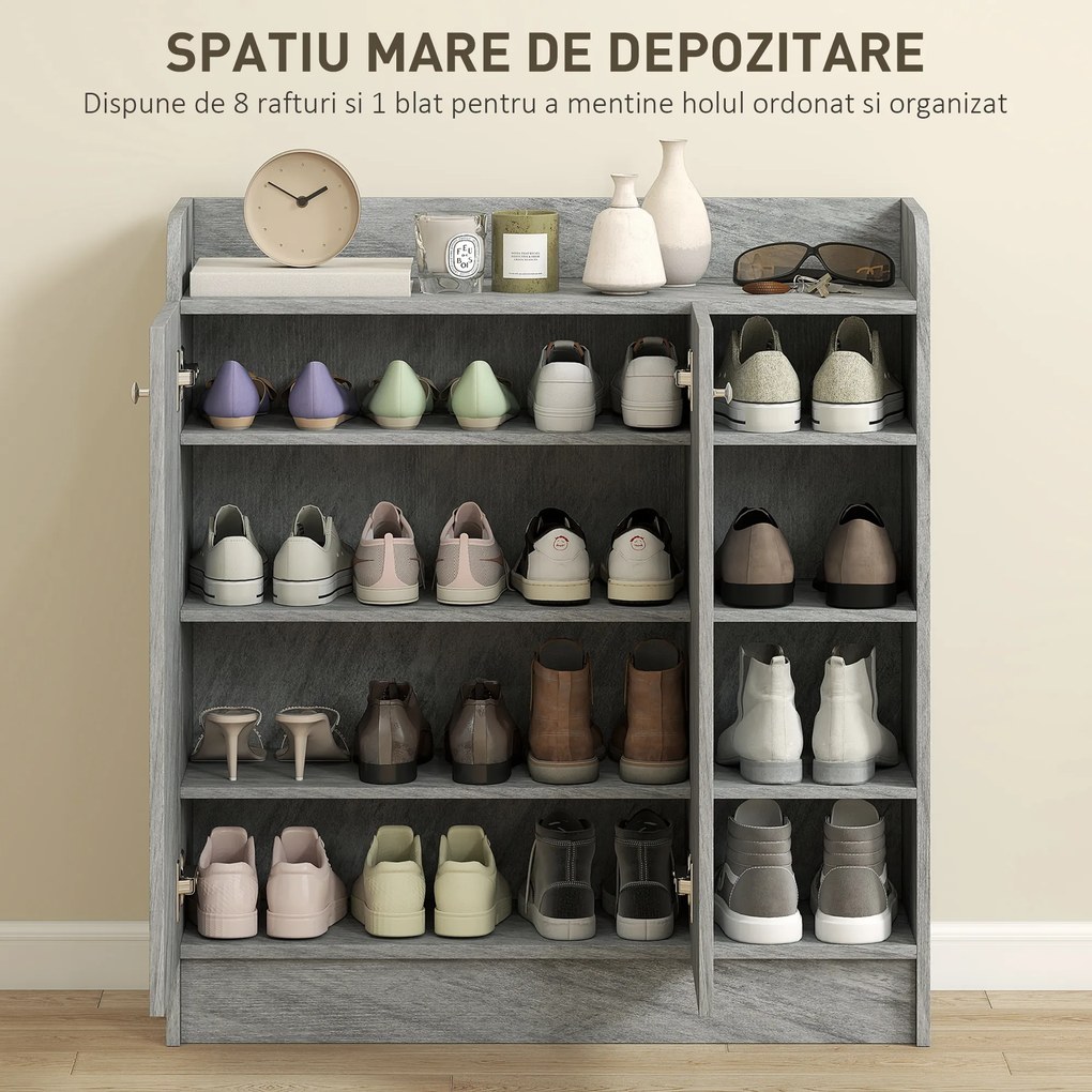 Homcom Dulap Pantofi 83×30×90 cm – Lemn, 12 Perechi, Culoare Cafenie | Aosom Romania