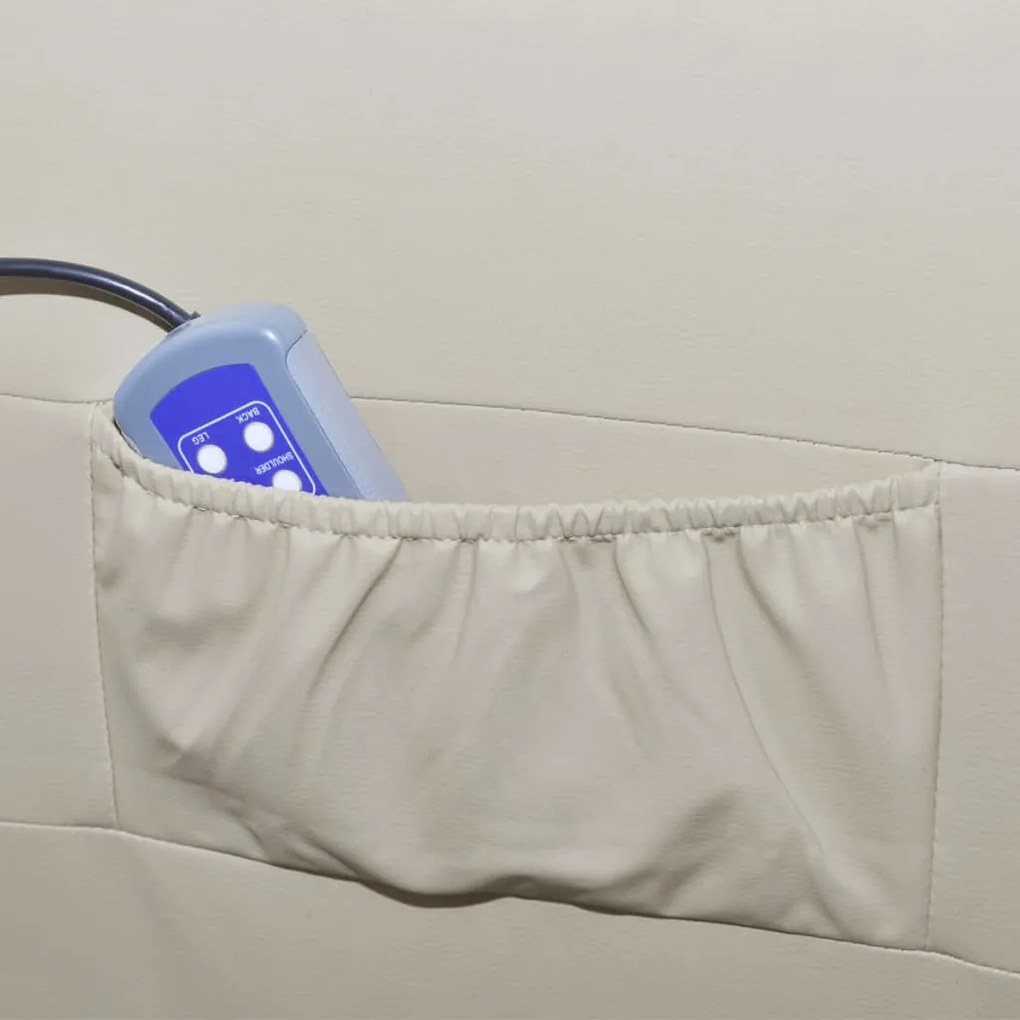 241682 vidaXL Fotoliu de masaj, crem, piele ecologică