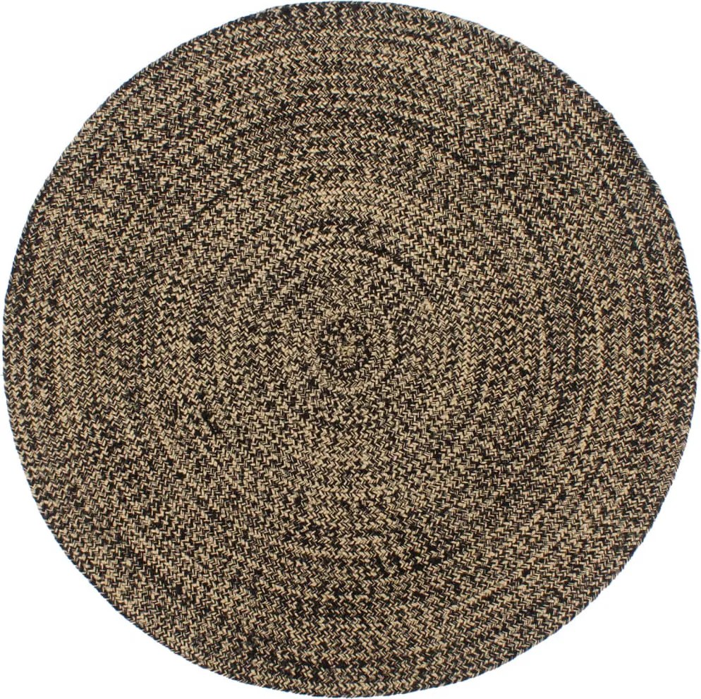 vidaXL Covor lucrat manual, negru și maro, 210 cm, iută