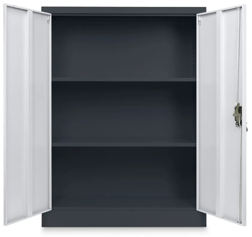 Dulap metalic universal mediu 90 x 40 x 120 cm, încuietoare cilindru, gri deschis - ral 7035