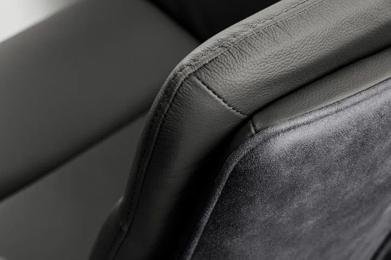 Set de 2 scaune pivotante Big George, microfibra/ piele gri