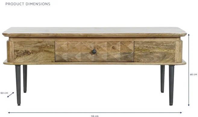 Măsuță de cafea din lemn de mango și metal, L116 cm, „Kandara” – Ethnic Collection