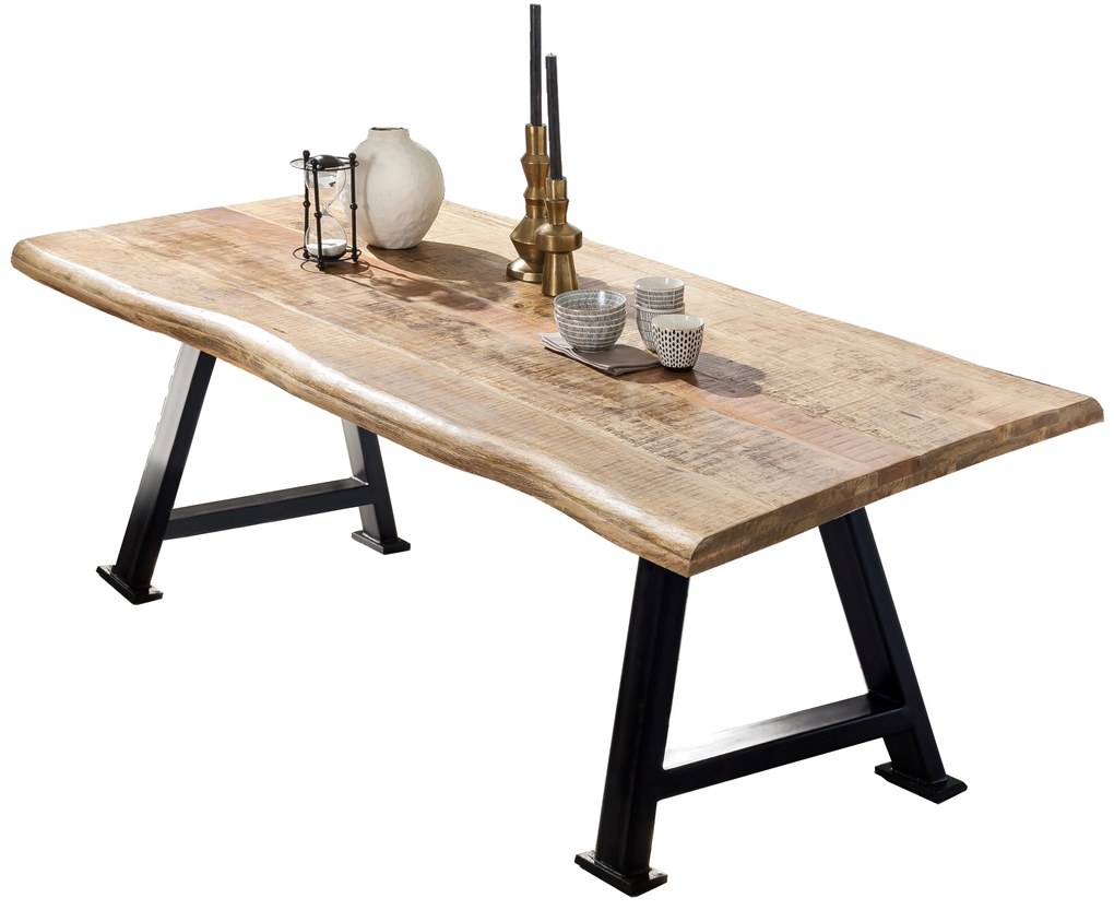 Masa dreptunghiulara cu blat din lemn de mango Tables&amp;Co 180x90x76 cm maro/negru