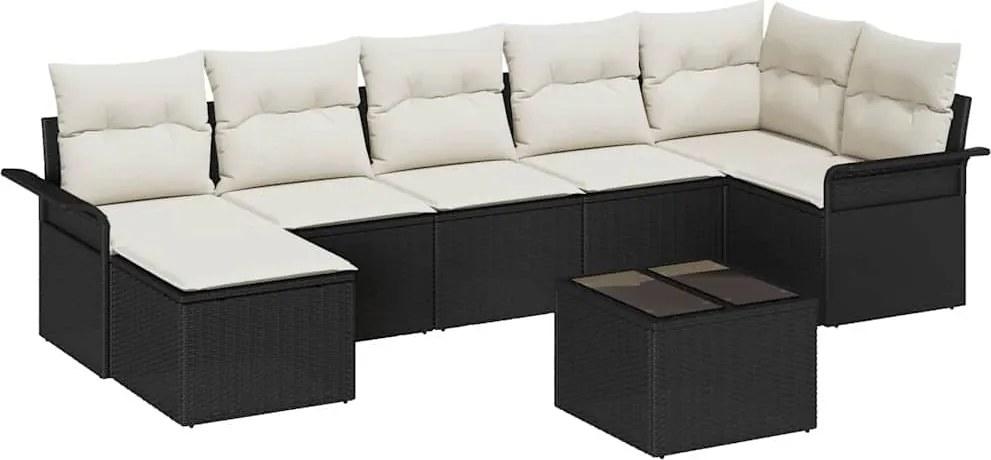 vidaXL Set de canapele pentru grădină cu pernă 8 pcs Negru Rattan poli