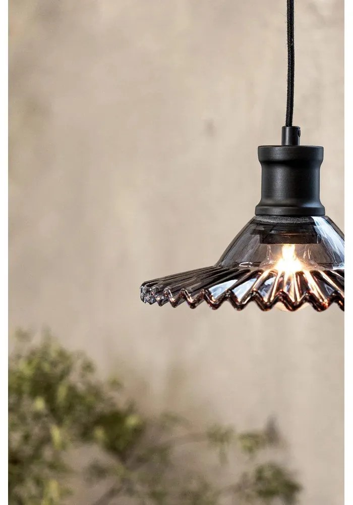 Lustră neagră cu abajur din sticlă ø 21,5 cm Novia – Markslöjd