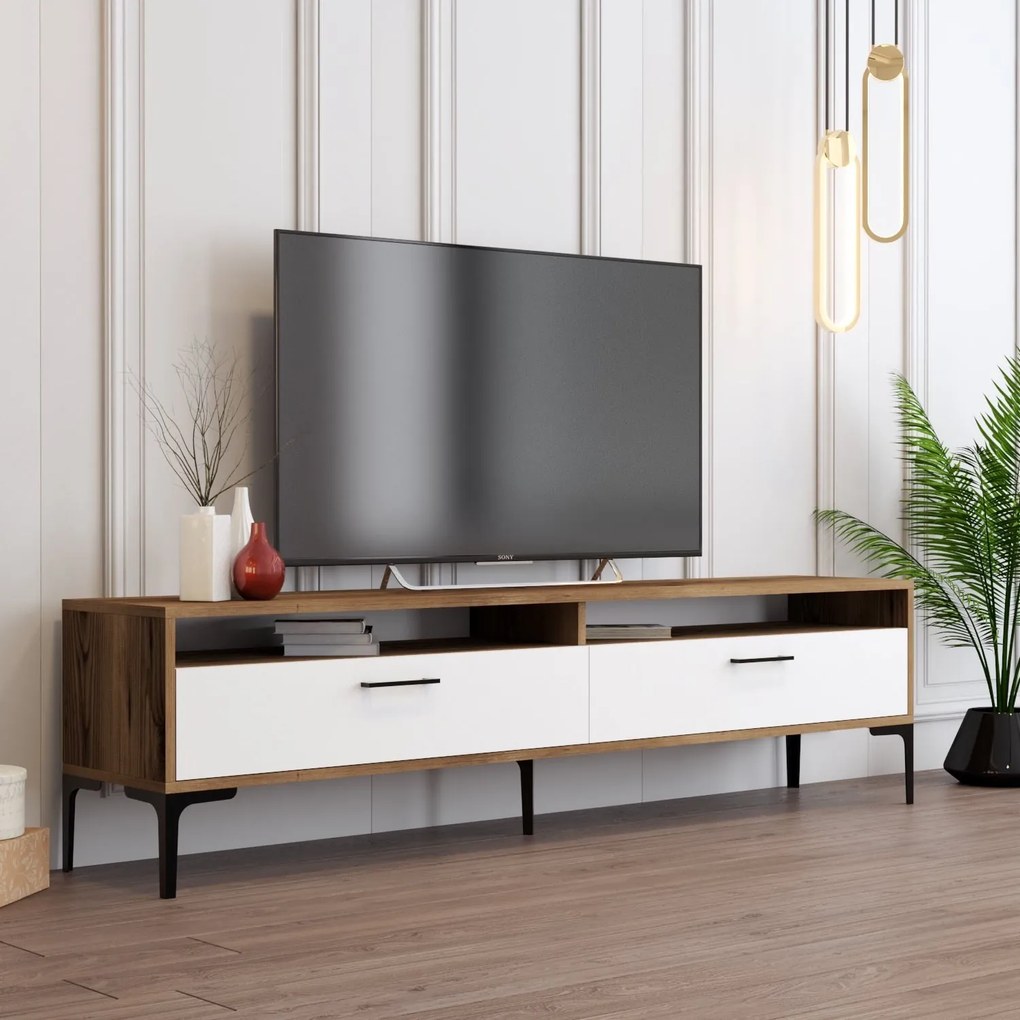 Masă TV/Dulap Irma 2 (Nuc + Alb). 1088900