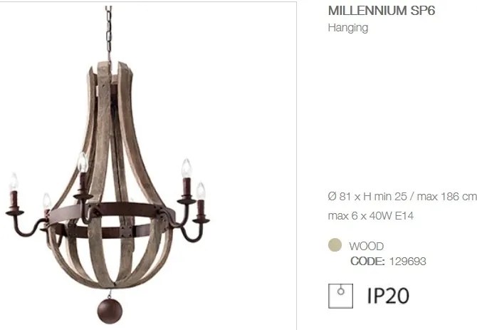 Candelabru design rustic deosebit cu 8 brate MILLENNIUM SP8 129709