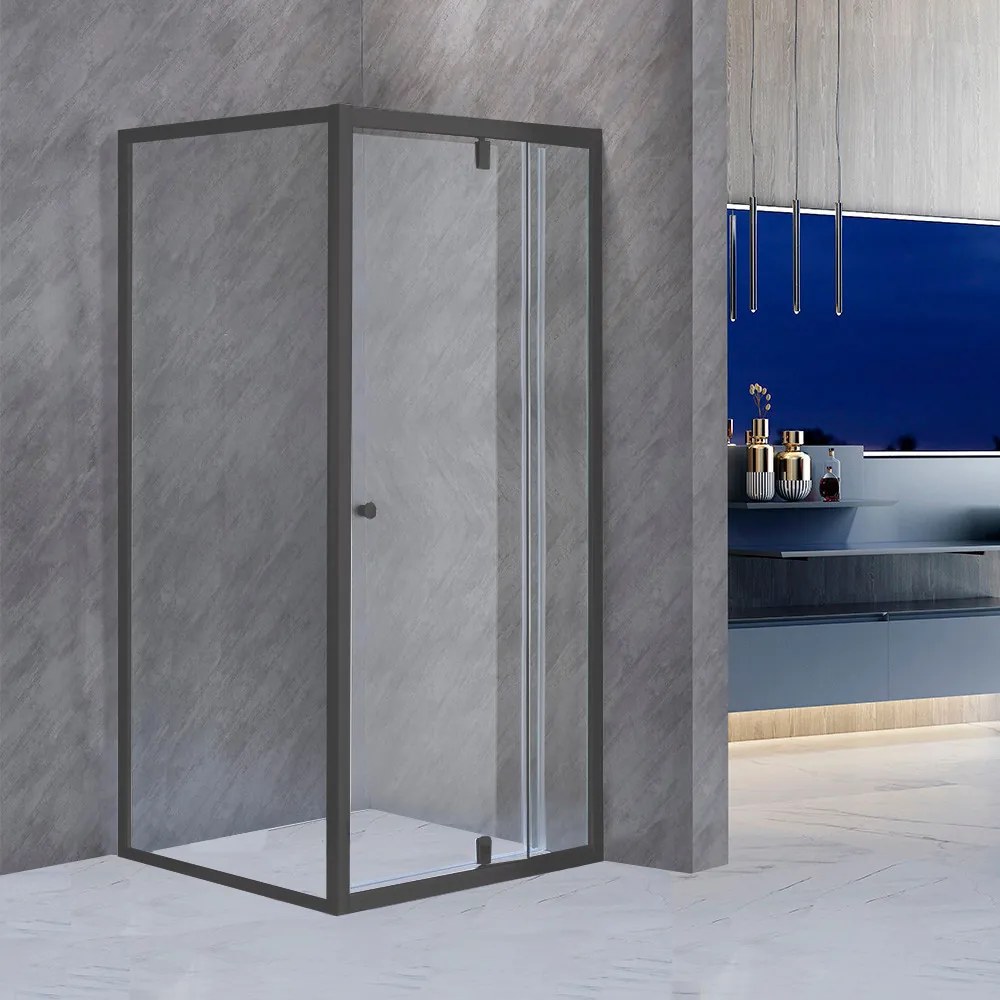 Flexi colț montat unghiular cabină de duș 80x80 cm fără tavă de duș negru