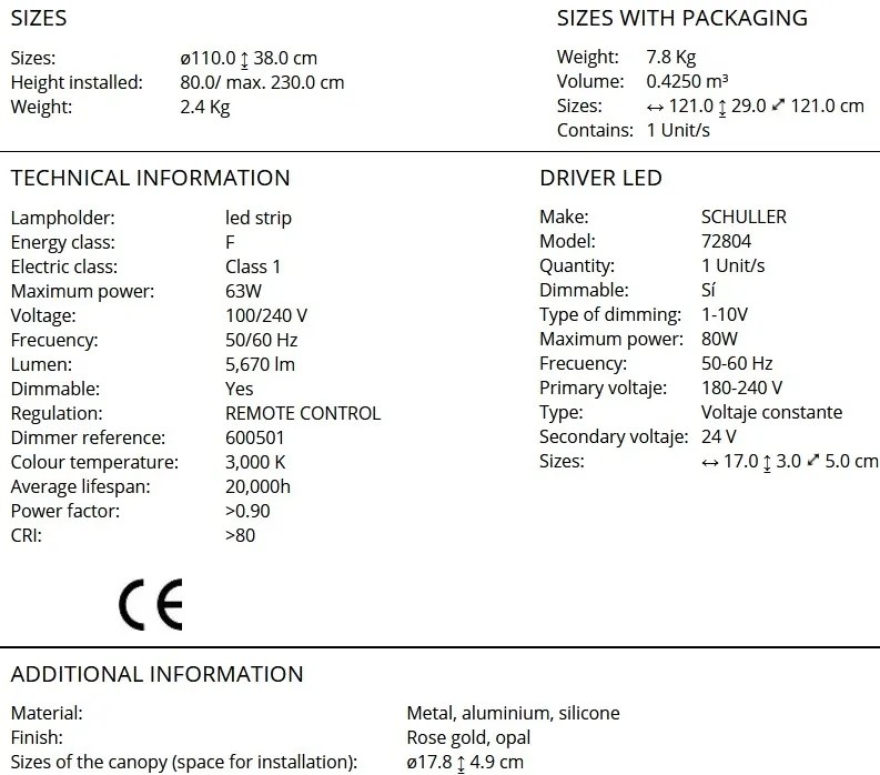 Lustra LED dimabila cu telecomanda design XL ultra-modern Molly auriu roze 110cm