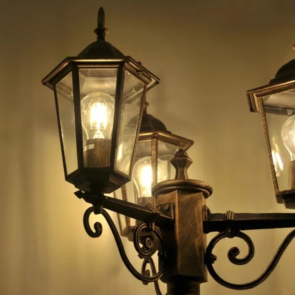 Lampă de exterior 3xE27/20W/230V IP43 2,58 m patină