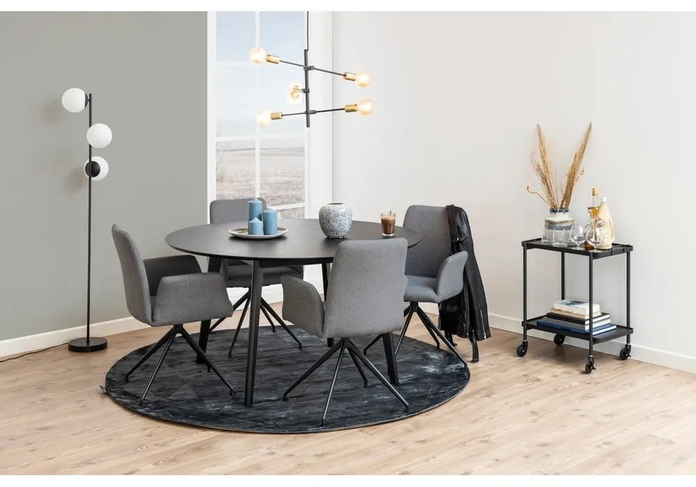 Scaun de sufragerie gri cu cotiere tapițat Naya – Actona