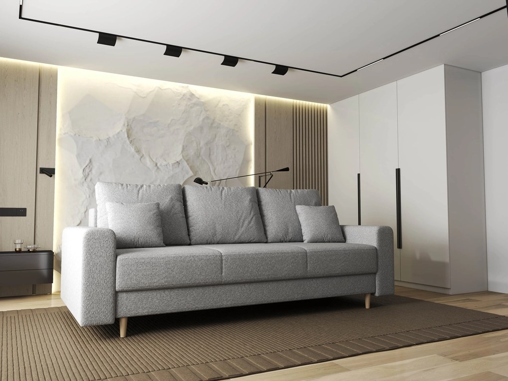 Canapea extensibilă dumonde cu ladă de depozitare si sezut confortabil din spuma high-density, Kronos Euphoria Dove 210x100 cm