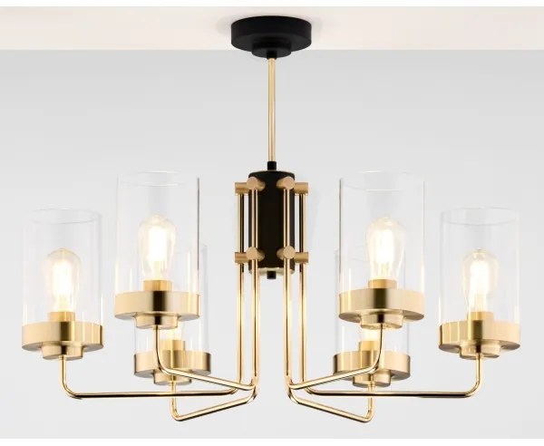 Jupiter 2089 - Lustră pe tijă RAMIREZ, 6xE27/15W/230V, auriu/negru