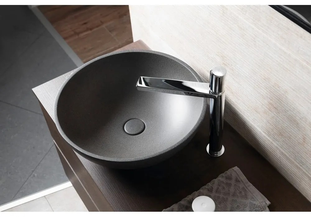 Chiuvetă gri închis rotundă din beton ø 44 cm Turf – Sapho