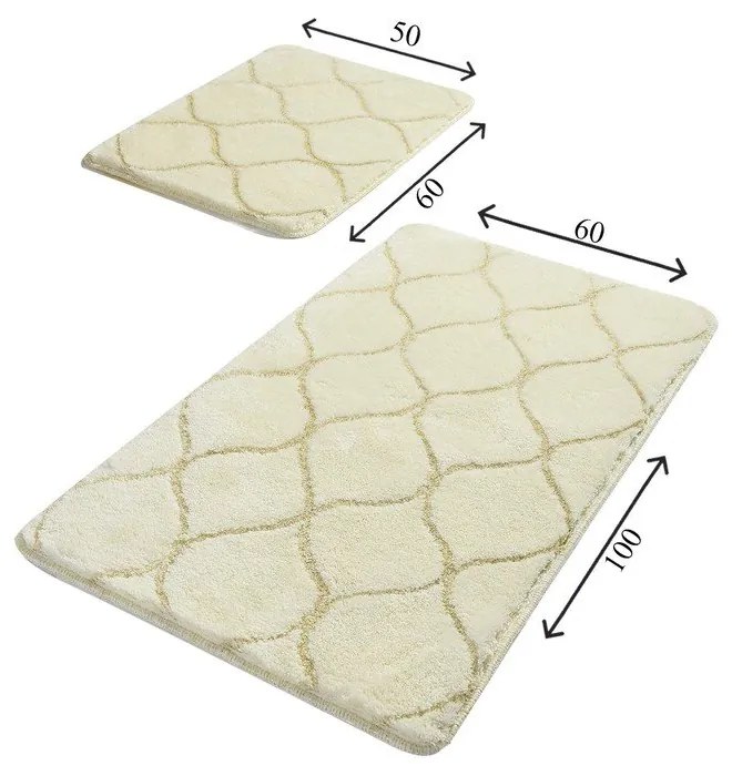 Set 2 covorașe dreptunghiulare de baie Foutastic Wave, bej